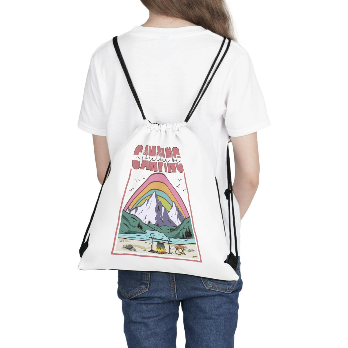 I'd Rather Be Camping Outdoor Drawstring Bag.