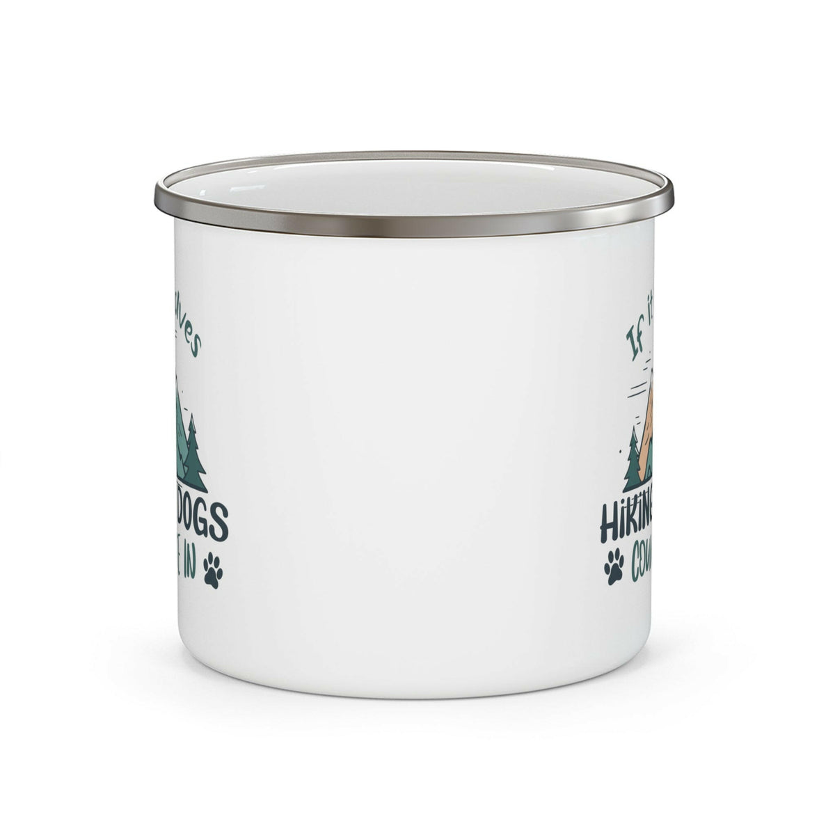 Hiking & Dogs Enamel Camping Mug.