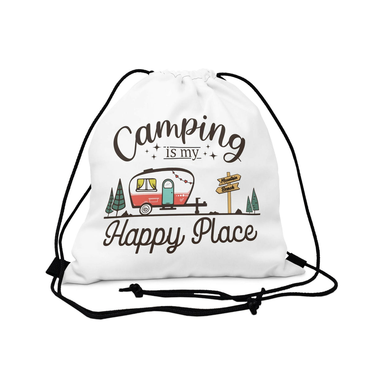 My Happy Place Outdoor Drawstring Bag.